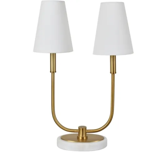 Kirkland's Home Marble And Gold Twin Shade Table Lamp- Table Lamps