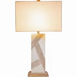 Kirkland's Home Marble Carved Lines Table Lamp- Table Lamps