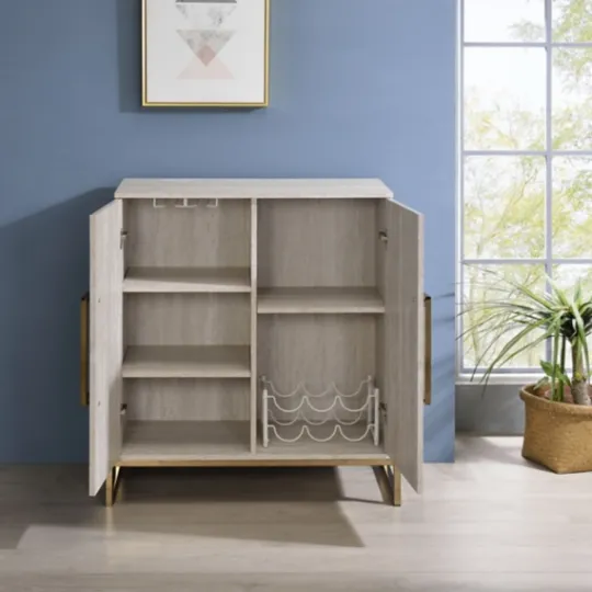 Kirkland's Home Marble Finish Gold Handle Storage Cabinet- Cabinets & Sideboards