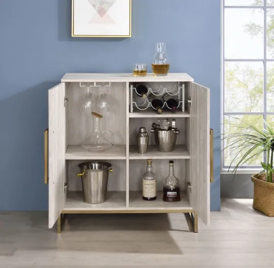 Kirkland's Home Marble Finish Gold Handle Storage Cabinet- Cabinets & Sideboards