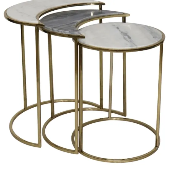Kirkland's Home Marble Moon Nesting Accent Tables, Set Of 3- Accent & End Tables