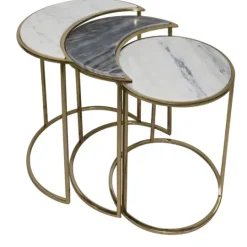 Kirkland's Home Marble Moon Nesting Accent Tables, Set Of 3- Accent & End Tables