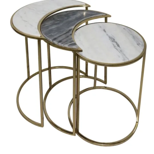 Kirkland's Home Marble Moon Nesting Accent Tables, Set Of 3- Accent & End Tables