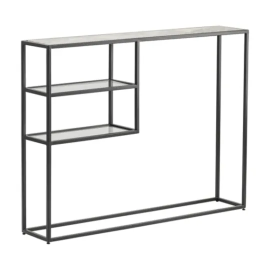 Kirkland's Home Marble Top Black Metal Console Table- Console Tables