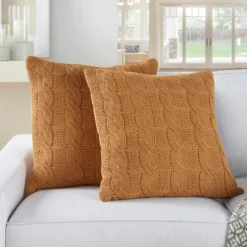 Kirkland's Home Marigold Cable Knit Throw Pillows, Set Of 2- Pillows