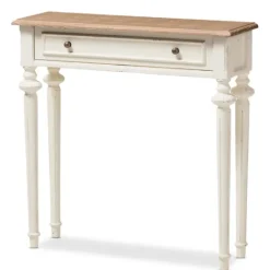 Kirkland's Home Marquetterie Whitewashed Oak Top Console Table- Console Tables