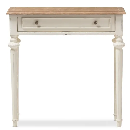 Kirkland's Home Marquetterie Whitewashed Oak Top Console Table- Console Tables