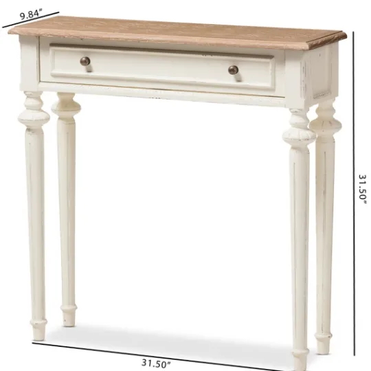Kirkland's Home Marquetterie Whitewashed Oak Top Console Table- Console Tables