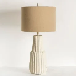 Kirkland's Home Marsha Cream Speckled Table Lamp- Table Lamps