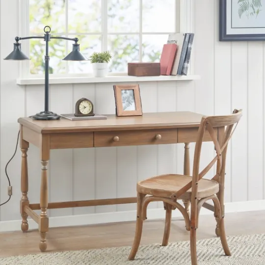 Kirkland's Home Martha Stewart Natural Wood Turned Legs Desk- Office Furniture