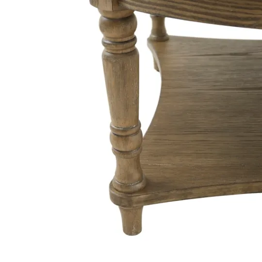 Kirkland's Home Martha Stewart Round Cream Ottoman With Shelf- Benches & Ottomans