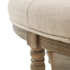 Kirkland's Home Martha Stewart Round Cream Ottoman With Shelf- Benches & Ottomans