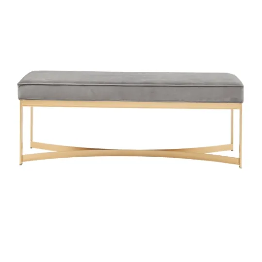 Kirkland's Home Martha Stewart Upholstered Gold Metal Base Bench- Entryway Furniture