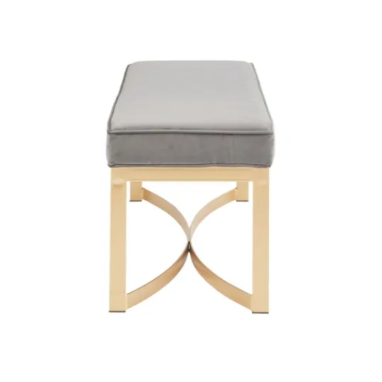 Kirkland's Home Martha Stewart Upholstered Gold Metal Base Bench- Entryway Furniture