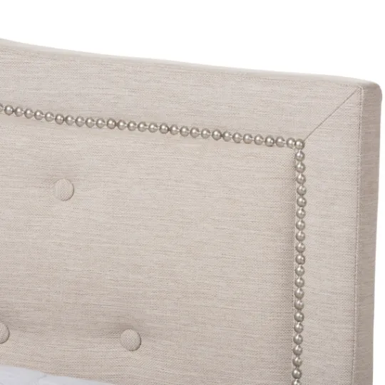 Kirkland's Home Mary Beige Button Tufted Kind Bed Frame- Beds & Headboards