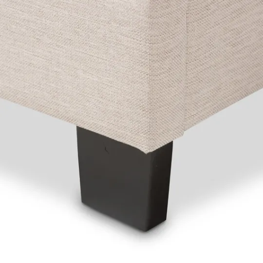 Kirkland's Home Mary Beige Button Tufted Kind Bed Frame- Beds & Headboards