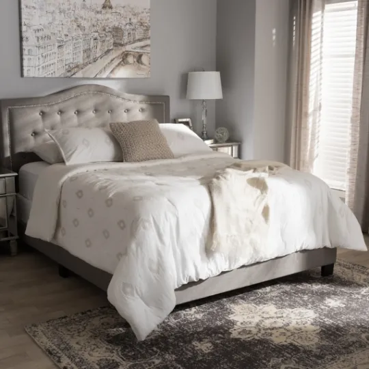 Kirkland's Home Mary Light Button Tufted Full Bed Frame- Beds & Headboards