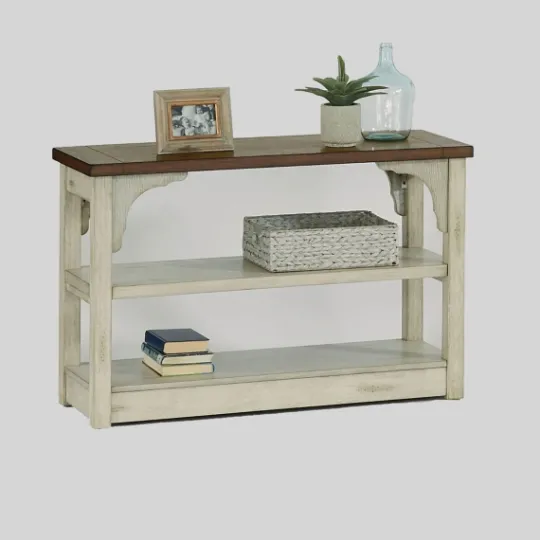 Kirkland's Home Mary White And Natural Wooden Console Table- Entryway Furniture