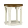 Kirkland's Home Mary White And Natural Wooden Round Accent Table- Accent & End Tables