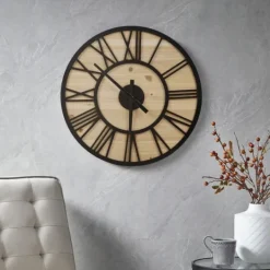 Kirkland's Home Mason Metal And Wood Wall Clock- Clocks