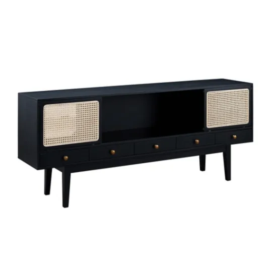 Kirkland's Home Matilda Midcentury Woven Cane Media Cabinet- Tv Stands & Media Consoles