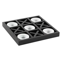 Kirkland's Home Matte Black And White Wooden Tic Tac Toe Board- Decorative Accents