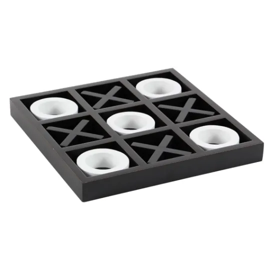 Kirkland's Home Matte Black And White Wooden Tic Tac Toe Board- Decorative Accents