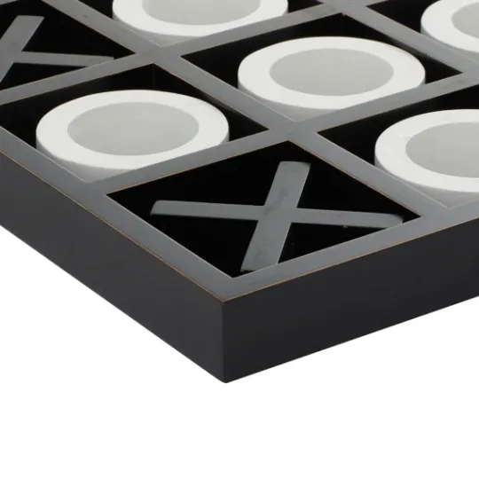 Kirkland's Home Matte Black And White Wooden Tic Tac Toe Board- Decorative Accents