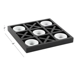 Kirkland's Home Matte Black And White Wooden Tic Tac Toe Board- Decorative Accents