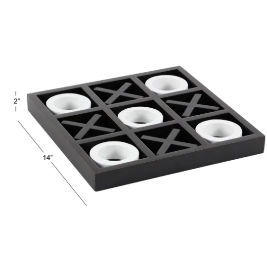 Kirkland's Home Matte Black And White Wooden Tic Tac Toe Board- Decorative Accents