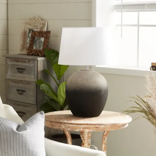 Kirkland's Home Matte Black Ombre Textured Table Lamp, 23 In.- Table Lamps