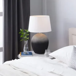 Kirkland's Home Matte Black Ombre Textured Table Lamp, 23 In.- Table Lamps