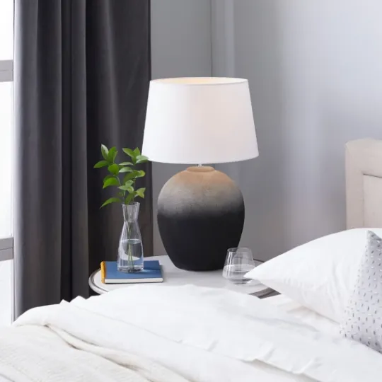 Kirkland's Home Matte Black Ombre Textured Table Lamp, 23 In.- Table Lamps