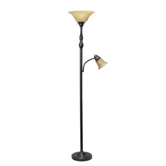 Kirkland's Home Matte Bronze And Amber Reading Arm Torchiere- Floor Lamps