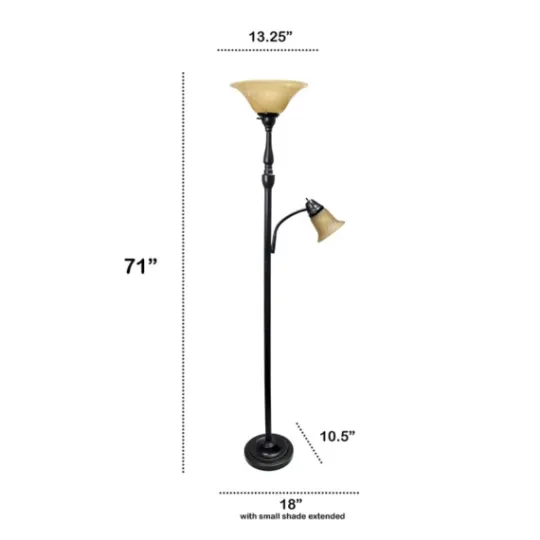 Kirkland's Home Matte Bronze And Amber Reading Arm Torchiere- Floor Lamps