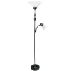 Kirkland's Home Matte Bronze And White Reading Arm Torchiere- Floor Lamps