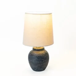 Kirkland's Home Matte Charcoal Ribbed Mini Table Lamp- Table Lamps