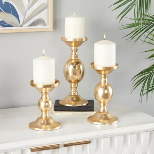 Kirkland's Home Matte Metal 3-Pc. Pillar Candle Holder Set- Candle Holders