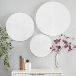 Kirkland's Home Matte Ribbed Sunburst Wall Plates, Set Of 3- Wall Plaques
