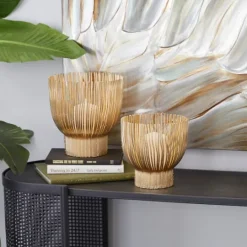 Kirkland's Home Matte Straws 2-Pc. Votive Candle Holder Set- Candle Holders