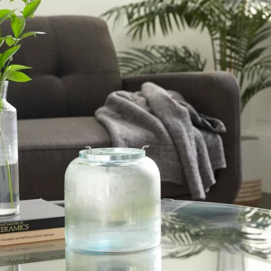 Kirkland's Home Matte Turquoise Glass Candle Holder- Candle Holders