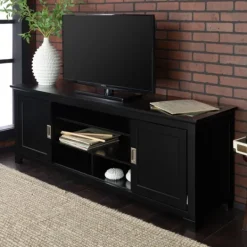 Kirkland's Home Matte Wood Sliding Doors Media Console- Tv Stands & Media Consoles