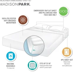 Kirkland's Home Medallion Hem Microfiber 4-Pc. King Sheet Set- Bed Sheets