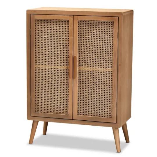 Kirkland's Home Medium Oak Rattan 2-Door Cabinet- Cabinets & Sideboards