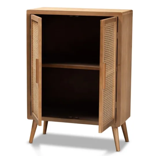 Kirkland's Home Medium Oak Rattan 2-Door Cabinet- Cabinets & Sideboards