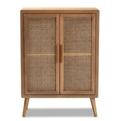 Kirkland's Home Medium Oak Rattan 2-Door Cabinet- Cabinets & Sideboards