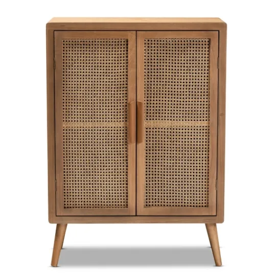 Kirkland's Home Medium Oak Rattan 2-Door Cabinet- Cabinets & Sideboards