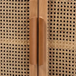 Kirkland's Home Medium Oak Rattan 2-Door Cabinet- Cabinets & Sideboards