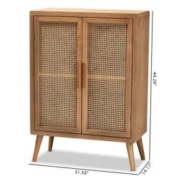 Kirkland's Home Medium Oak Rattan 2-Door Cabinet- Cabinets & Sideboards