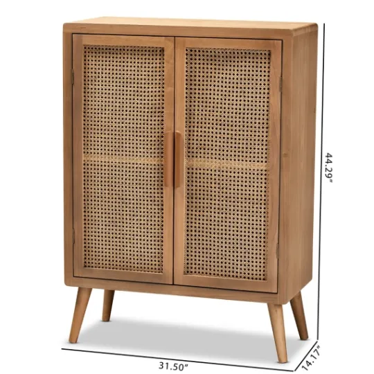 Kirkland's Home Medium Oak Rattan 2-Door Cabinet- Cabinets & Sideboards